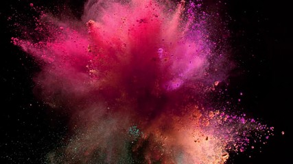 Super slowmotion shot of color powder explosion isolated on black background. Shot with high speed cinema camera at 1000fps