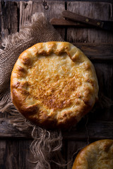 Khachapuri traditional Georgian cheese and egg-filled bread