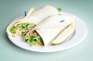 Fresh Grilled Chicken Wrap Sandwich - Healthy Eating Diet Food