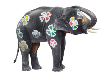 A painted elephant at the songkran festival in ayuthaya ,thailand