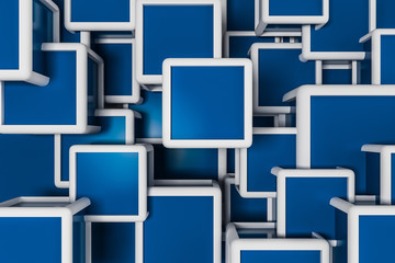 White and blue cubes background