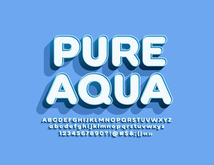Vector emblem Pure Water with 3D Alphabet set. Trendy Font for Marketing and Advertising