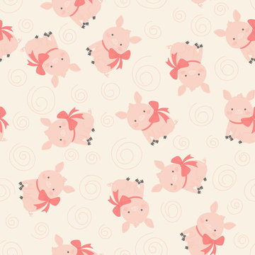 Little pig vector seamless pattern