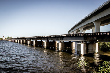 Fototapeta na wymiar Railway bridge and concrete bridge