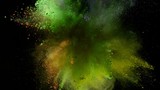 Super slowmotion shot of color powder explosion isolated on black background. Shot with high speed cinema camera at 1000fps