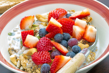 high fiber breakfast cereal with fruit and nuts