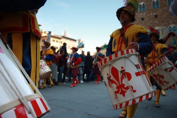 uffizi flag. flag wavers of the city of florence