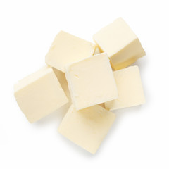 Cubes of butter on white