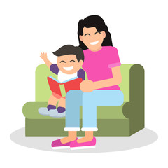 Mother & Son read a book