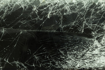The texture of broken glass closeup.
