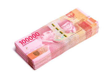 Stack of 100.000 Indonesia Rupiah isolated