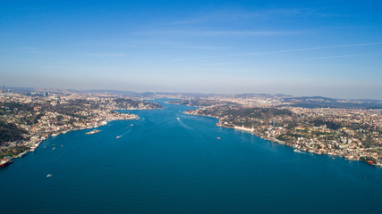 Aerial view of Istanbul Bosporus in Turkey