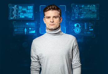 Biometric verification - young man face recognition