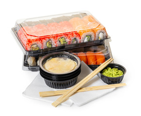 Japanese cuisine, sushi set in a package
