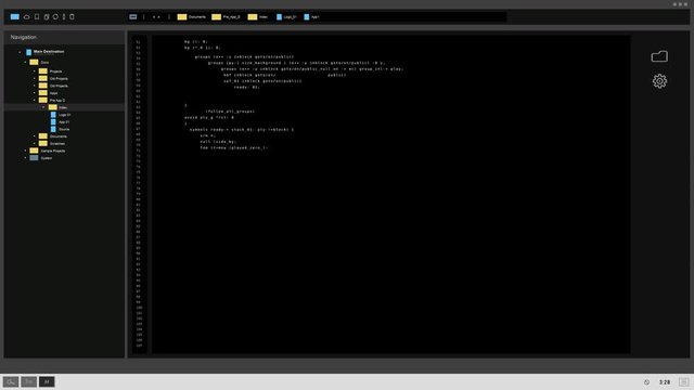 programming, coding and technology concept - system command processing on dark computer display