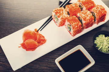 sushi roll set in a plate