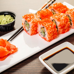 sushi roll set in a plate