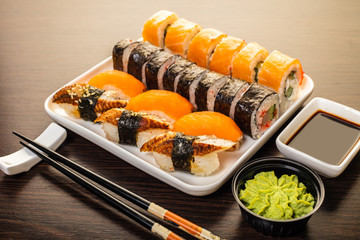 sushi roll set in a plate