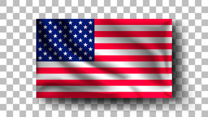 Waving United States flag on isolated background, Flag Of America, vector illustration