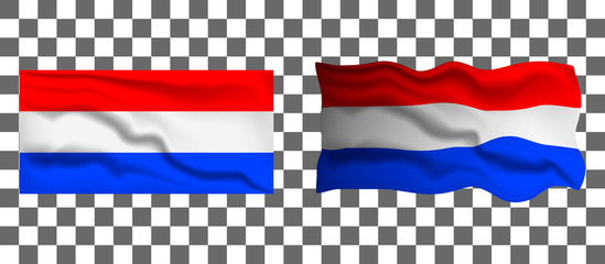 Waving Netherlands flag on isolated background, vector illustration
