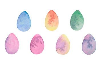 Set of watercolor Easter eggs