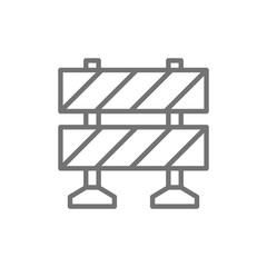 Railroad barrier, roadblock line icon. Isolated on white background