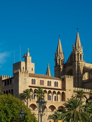 Fototapeta na wymiar The Cathedral of Santa Maria of Palma, more commonly referred to as La Seu, is a Gothic Roman Catholic cathedral located in Palma, Majorca, Spain.