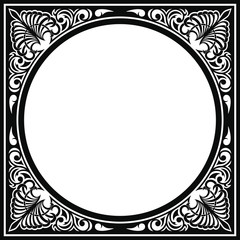 Vector circular ornament in modern style. Black drawing on white background.