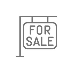 For sale sign, real estate, apartments line icon.