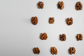 walnuts on white background