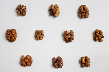 walnuts on white background