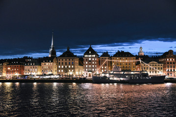 Fototapeta na wymiar Gamla Stan in Stockholm, Sweden at Night 