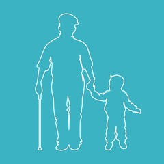 Grandfather with grandson for a walk