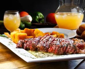 Fresh grilled meat. Grilled beef steak