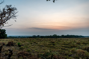 Guatemalan farm land at sunset