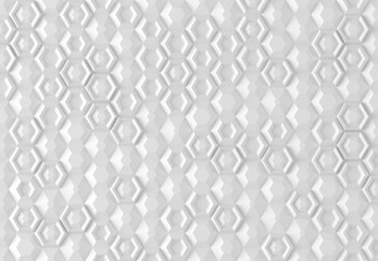 Abstract parametric digital texture based on hexagonal grid with different volume and internal pattern 3D illustration