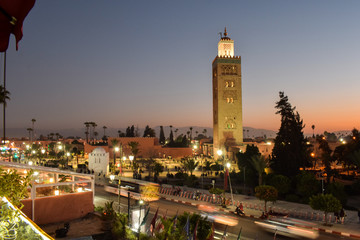 Panoramic View of Koutoubia Mosque, Marrakech City, Morocco