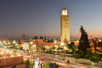 Fototapeta premium Panoramic View of Koutoubia Mosque, Marrakech City, Morocco