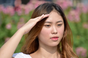 Naklejka premium An Adult Female Saluting