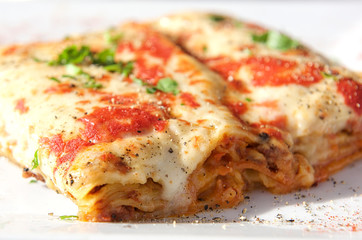 Tasty delicious lasagna pasta close up. Maltese cuisine