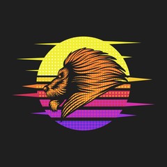 lion sunset retro vector illustration © andypp