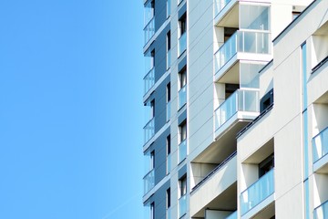 Contemporary residential building exterior in the daylight