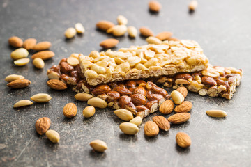 Sweet nut bars with honey.