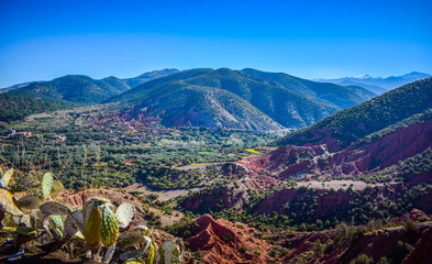 Panoramic View of Atlas Mountains Tahanaout City, Marrakech, Morocco
