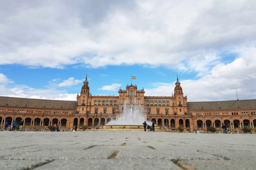 Fototapeta na wymiar View of the buildings around Plaza de Espana, Sevilla, Spain