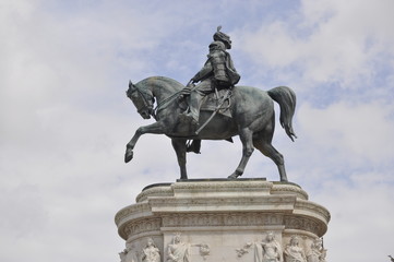 Fototapeta na wymiar Statue of horseman in Rome, Italy