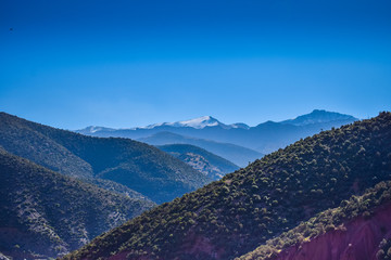 Panoramic View of Atlas Mountains Tahanaout City, Marrakech, Morocco
