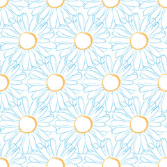 Fototapeta na wymiar Daisy flowers seamless pattern illustration