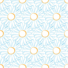 Daisy flowers seamless pattern illustration