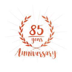 85 years anniversary celebration logo. Anniversary watercolor design template. Vector and illustration.